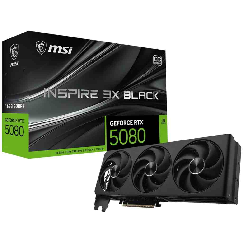MSI GeForce RTX 5080 Inspire 3X OC Black 16GB Grafikkarte mit Verpackung